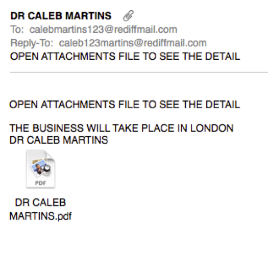 Caleb Martins Funny Spam Email example