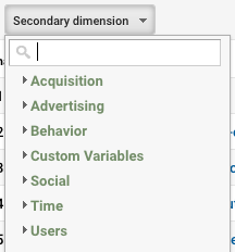 Google Analytics Secondary Dimension